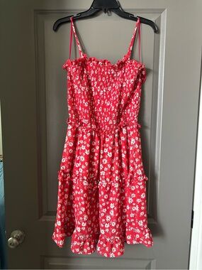 Sienna Sky Red Floral Smocked Sundress with Ruffled Tiers